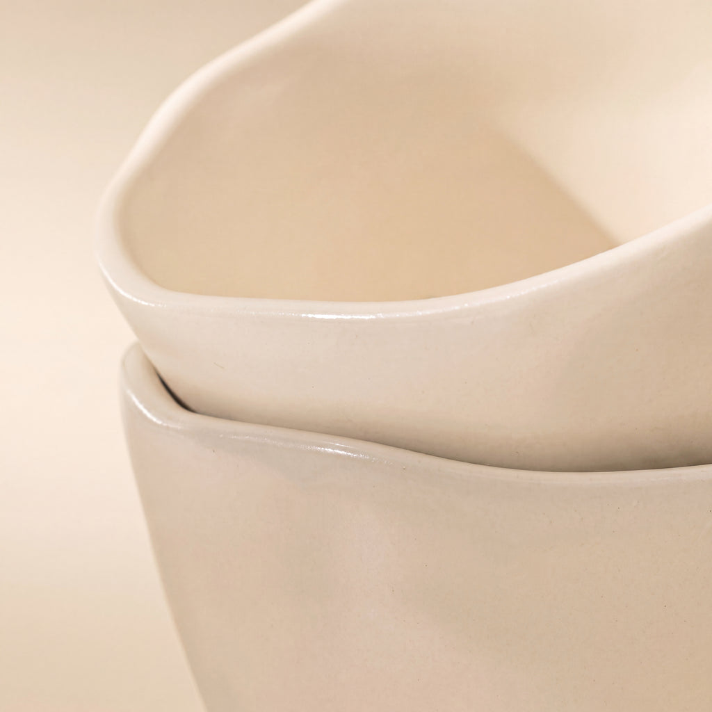 Cream White Scalloped Ceramic Cup & Saucer Set – 300ml