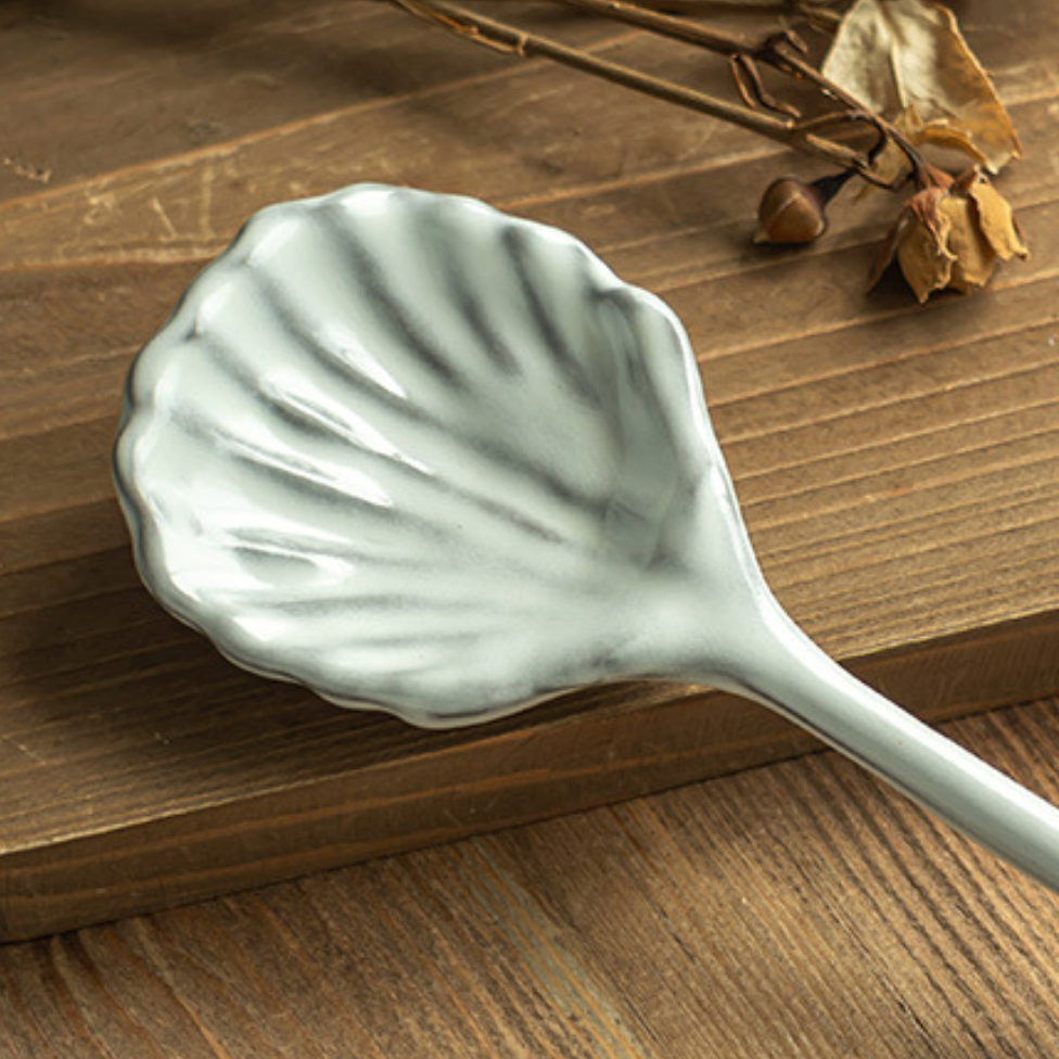 Scallop Shell Ceramic Serving Spoon – 30.5cm