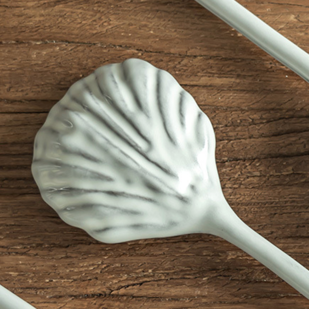 Scallop Shell Ceramic Serving Spoon – 30.5cm