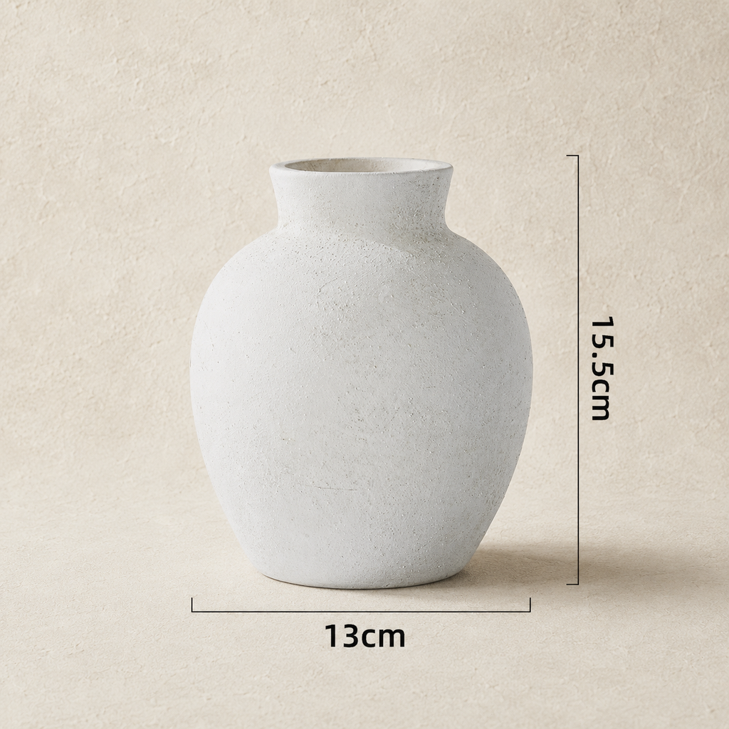 Rounded Wabi-Sabi Ceramic Vase – 15.5cm