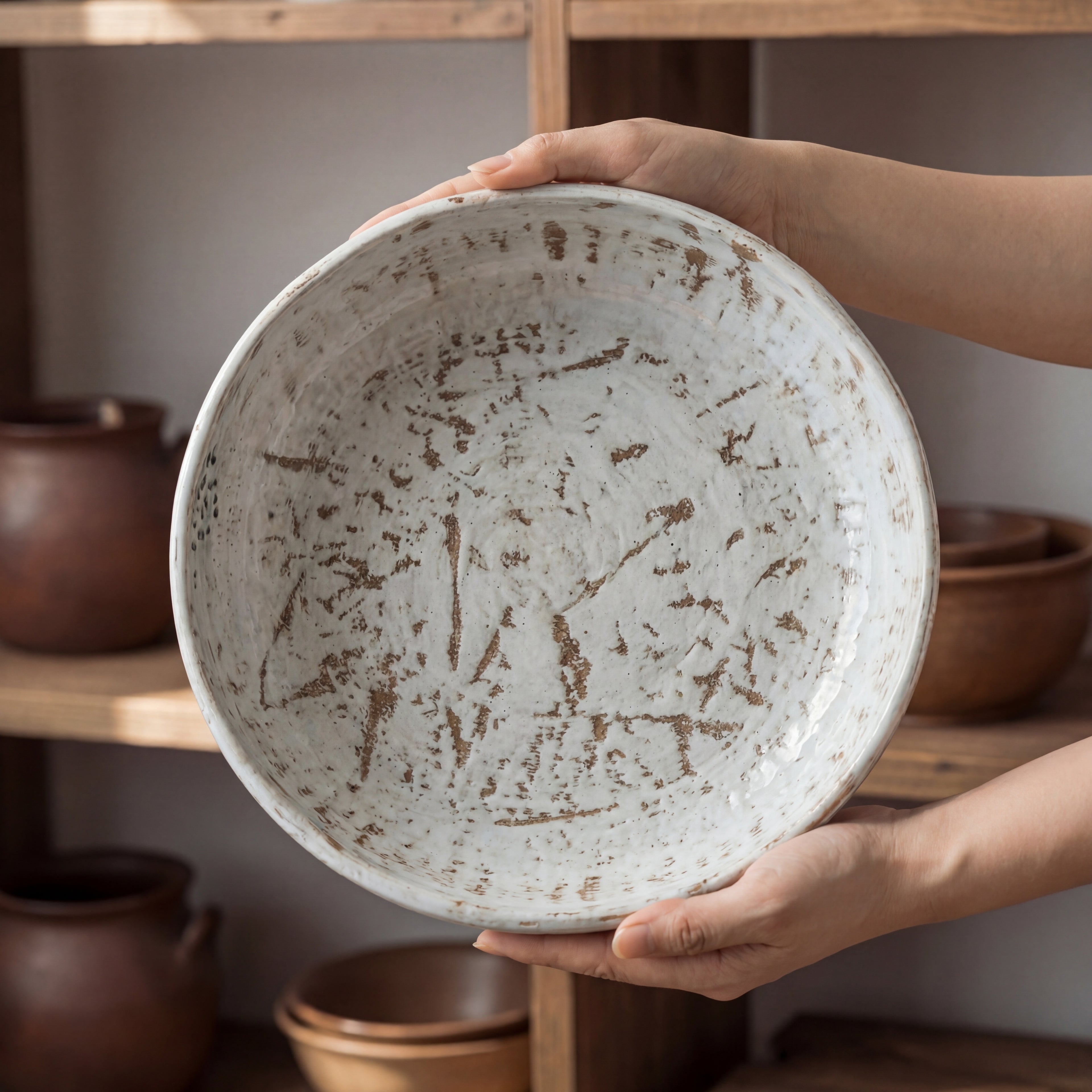 Aged Ivory Wabi-Sabi Ceramic Deep Plate – 9.6 Inch