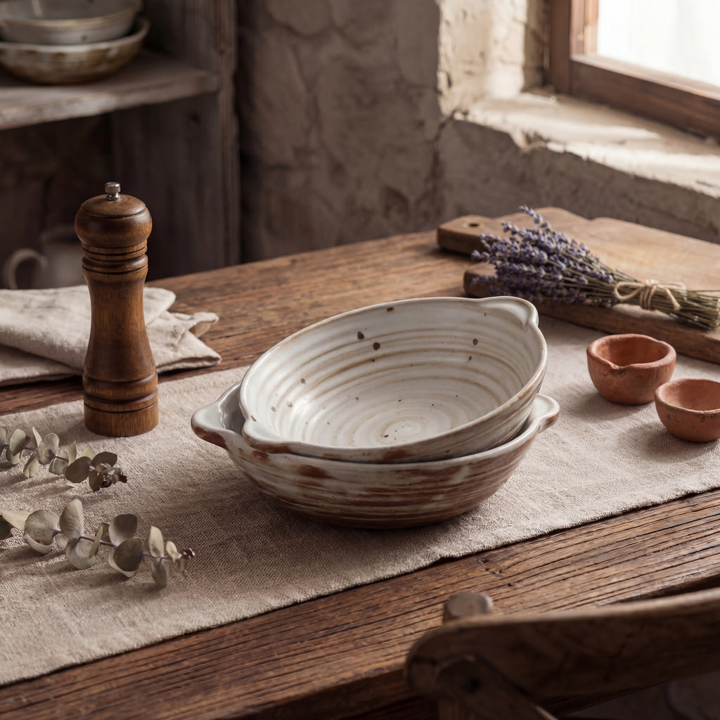 Double-Handle Ceramic Plate – 7.5 Inch