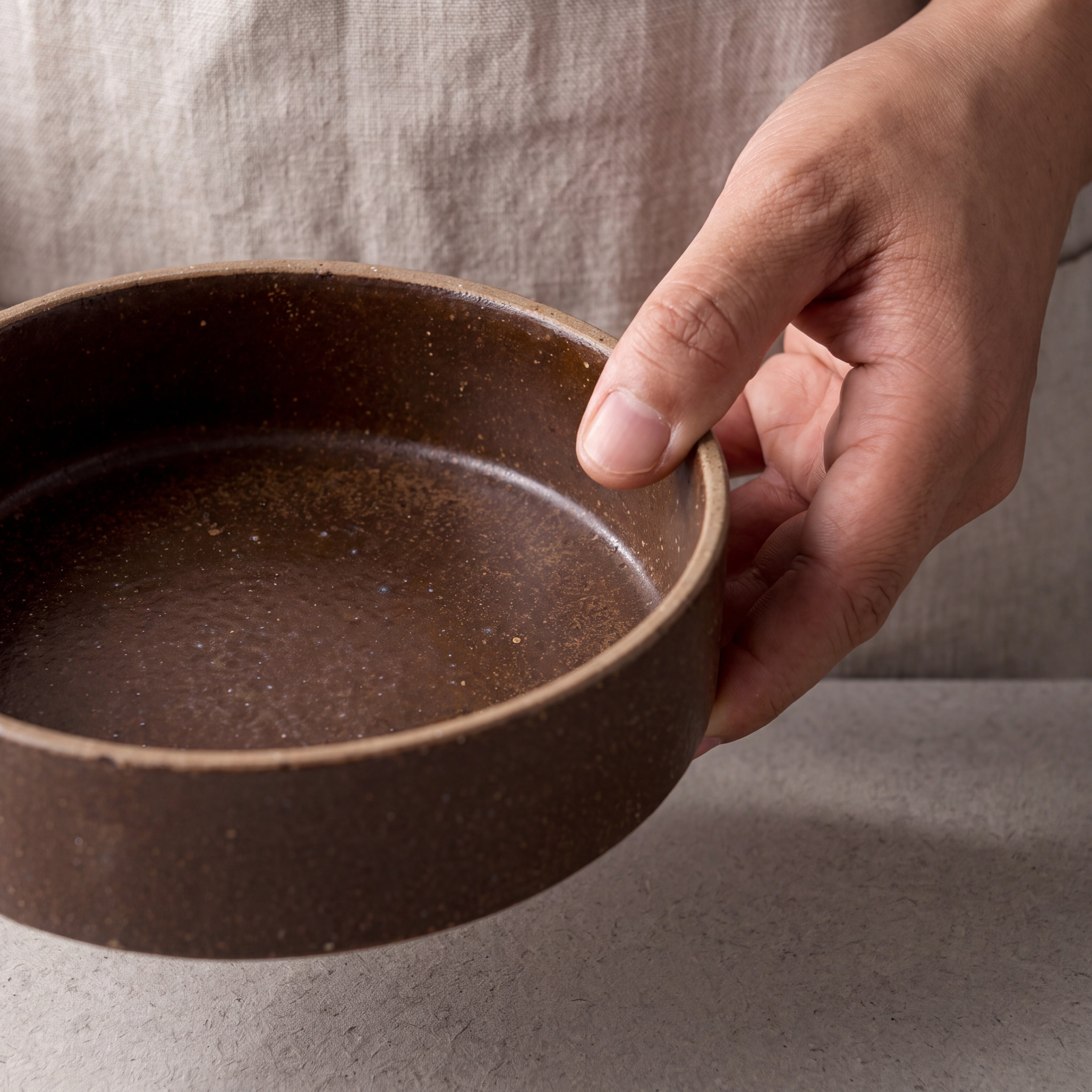 Rustic Kiln-Glazed Ceramic Deep Plate – 6.3 Inch