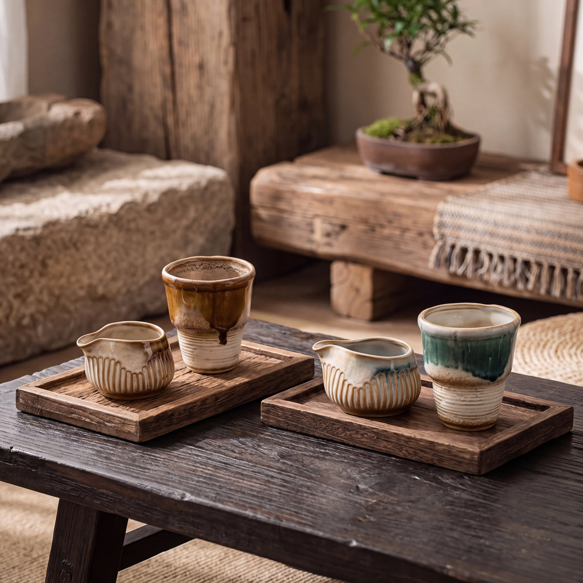 Japanese Wabi Sabi Coffee Cup & Creamer Set – 210ml