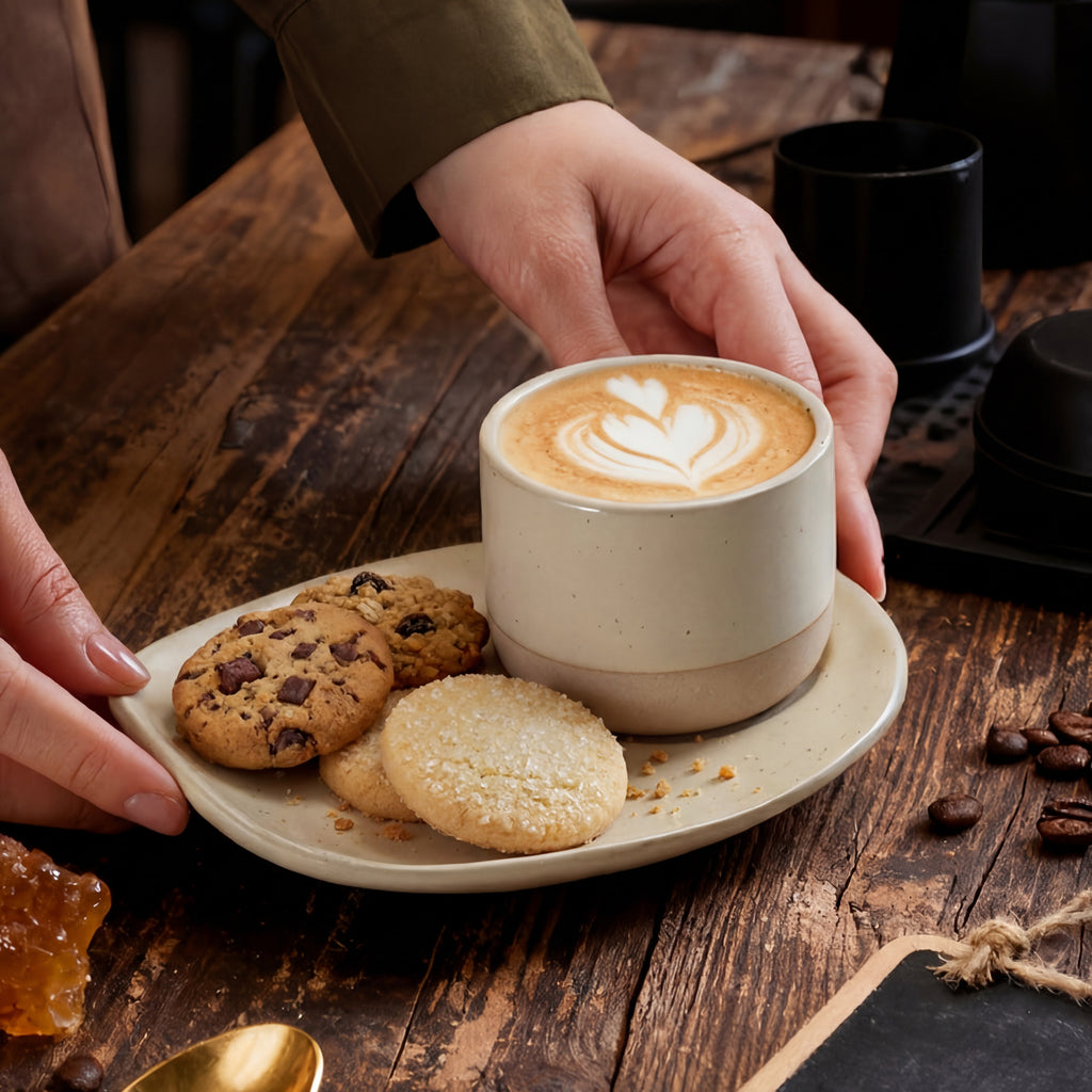 Minimalist Ceramic Cup & Oval Saucer Set – 100 / 180 / 230ml