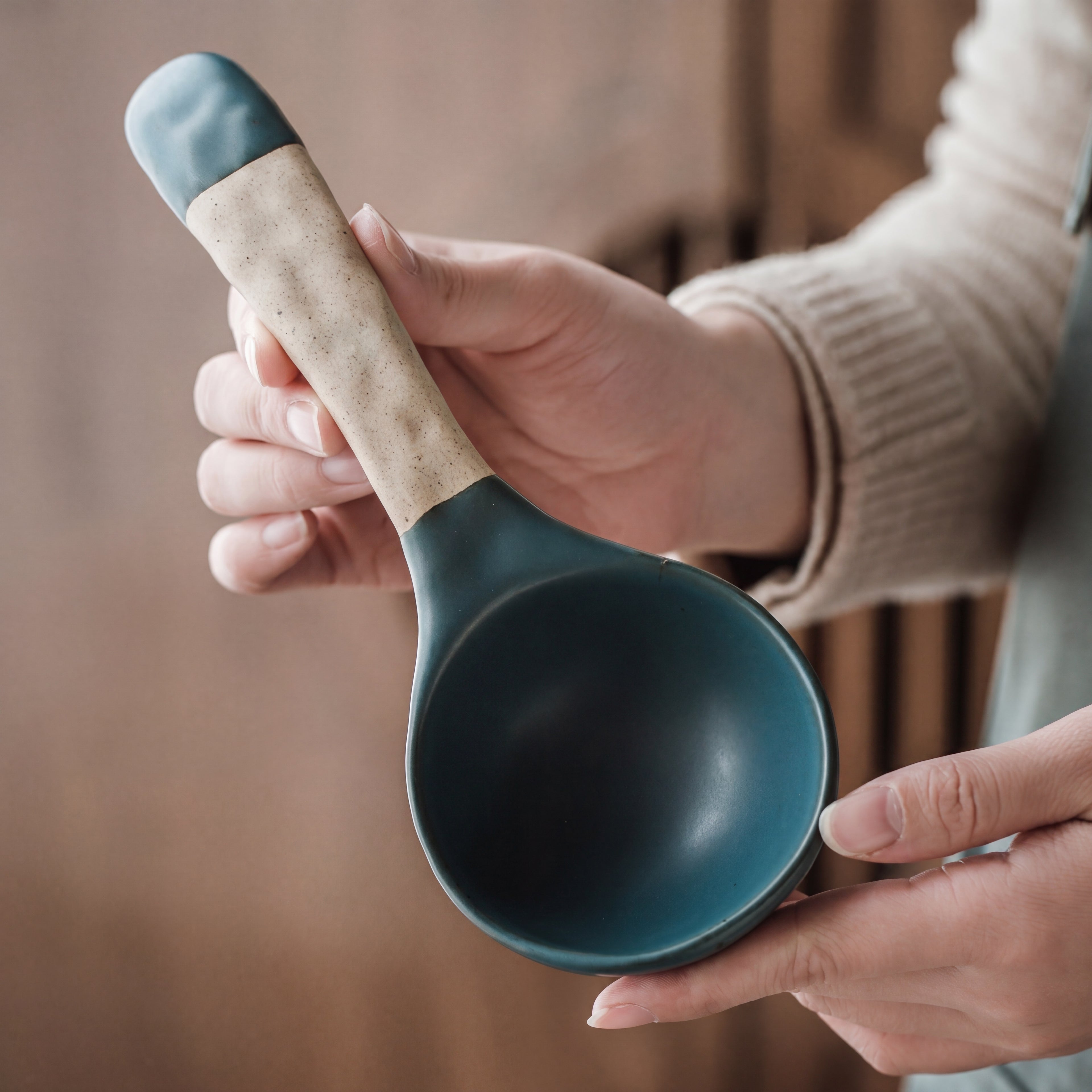 Rustic Ceramic Soup Ladle – 21.5cm