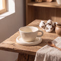 Cream White Scalloped Ceramic Cup & Saucer Set – 300ml