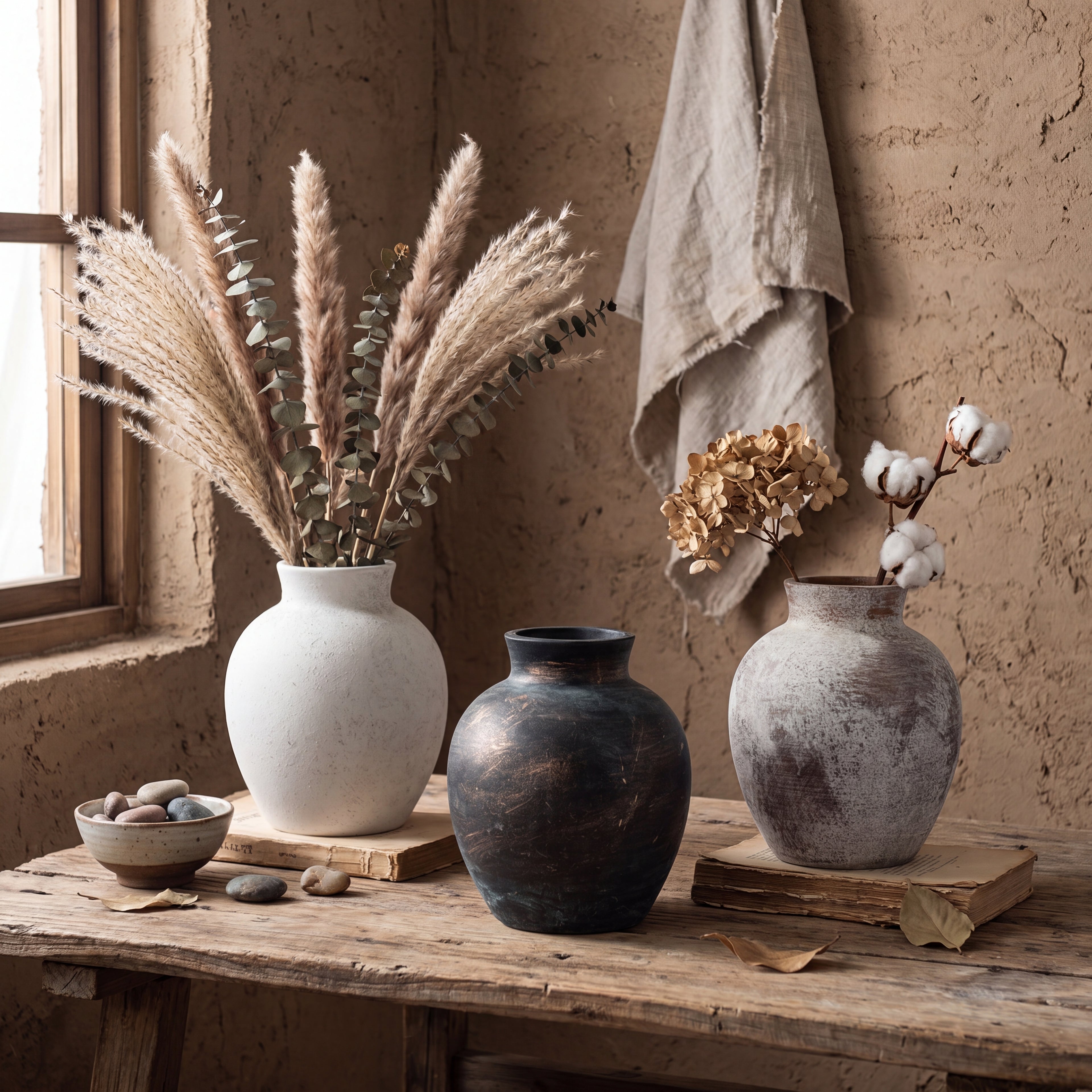 Rounded Wabi-Sabi Ceramic Vase – 15.5cm