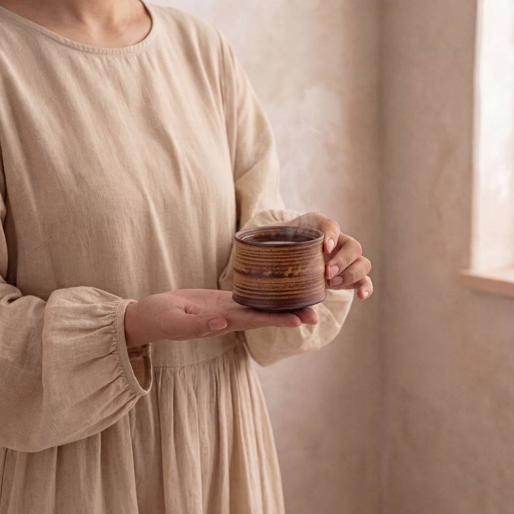 Rustic Kiln-Glazed Ceramic Tea Cup – 200ml