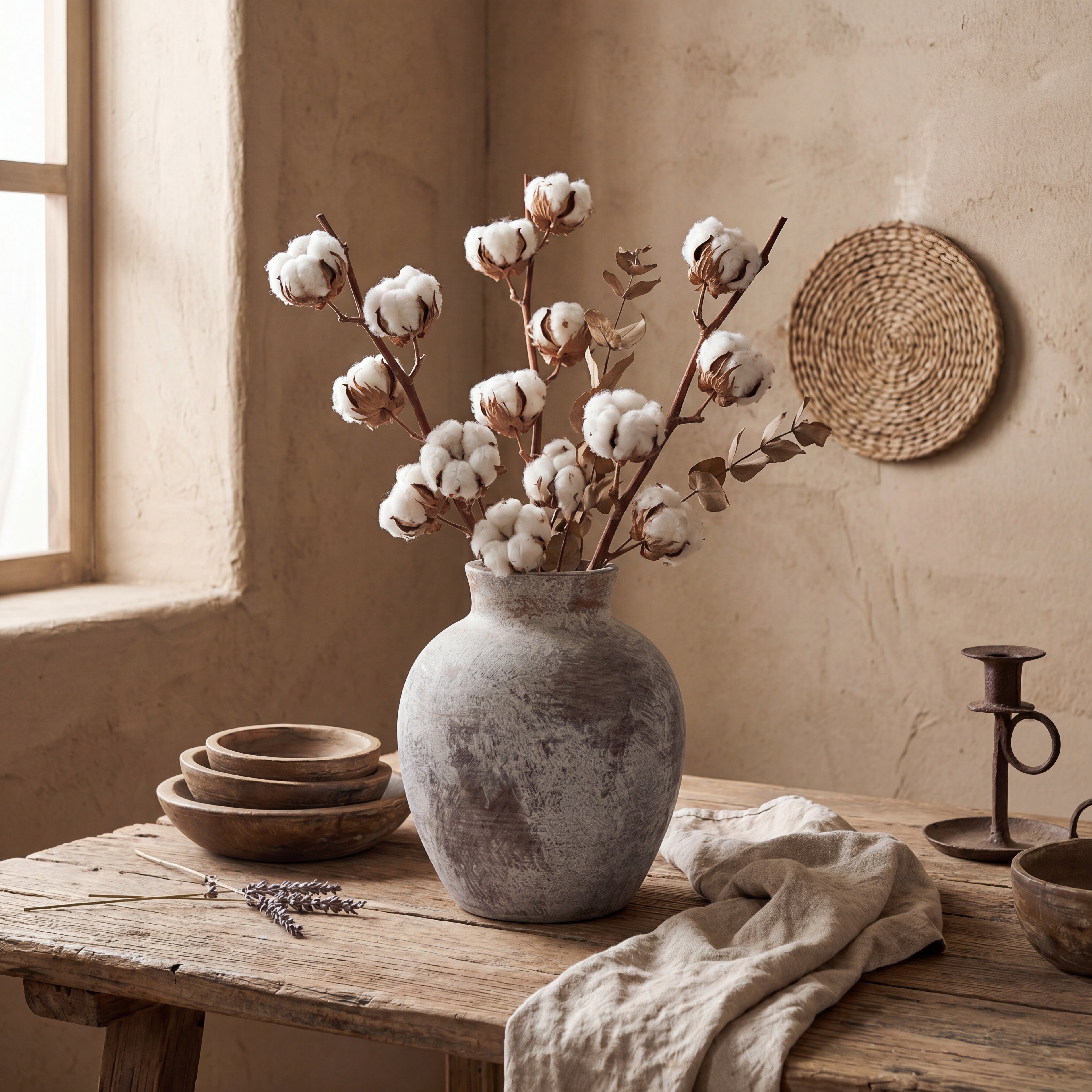 Rounded Wabi-Sabi Ceramic Vase – 15.5cm