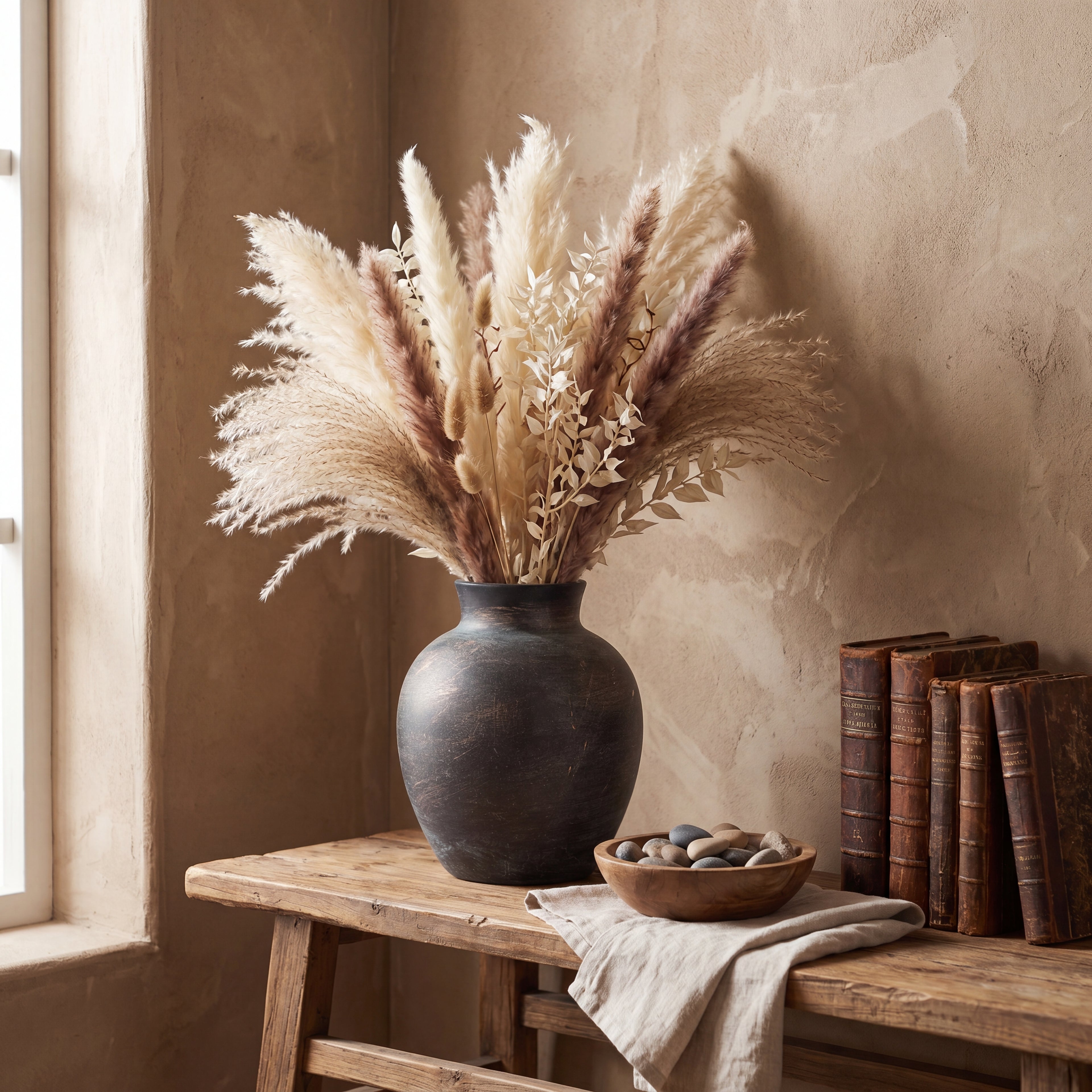 Rounded Wabi-Sabi Ceramic Vase – 15.5cm