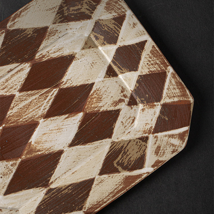 Rustic Geometric Ceramic Plate – 9 Inch