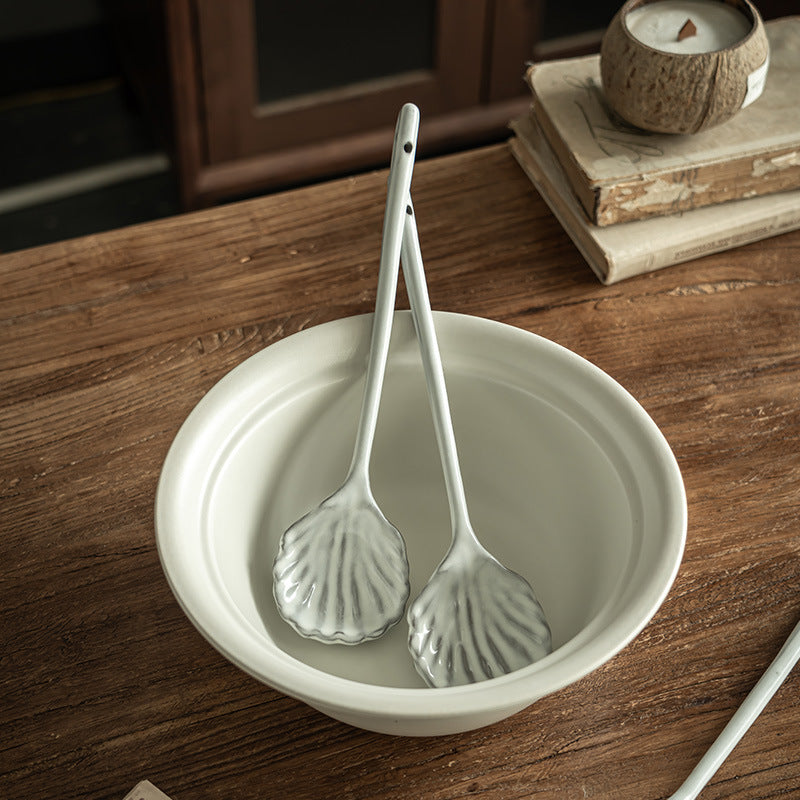 Scallop Shell Ceramic Serving Spoon – 30.5cm