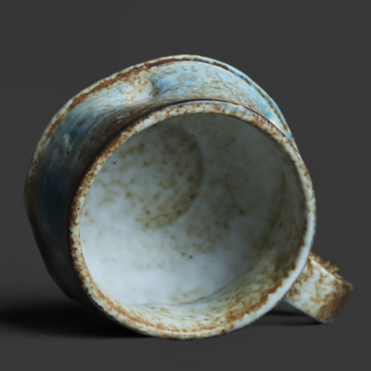 Rustic Blue Rope Handle Ceramic Coffee Cup – 230ml