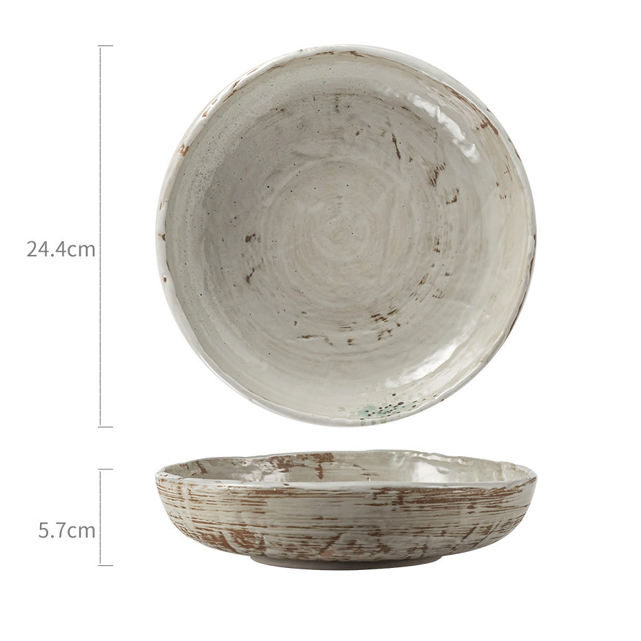 Aged Ivory Wabi-Sabi Ceramic Deep Plate – 9.6 Inch